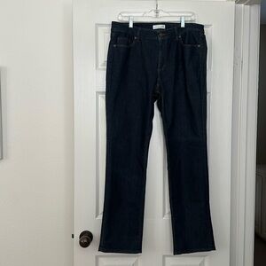 Super dark wash blue jeans straight leg